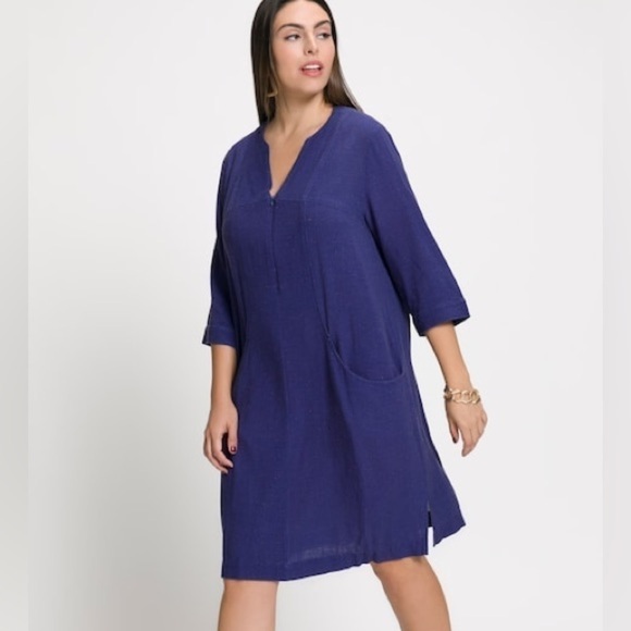 Ulla Popken Idigo Linen Blend Dress Size 20/22 - Picture 1 of 12